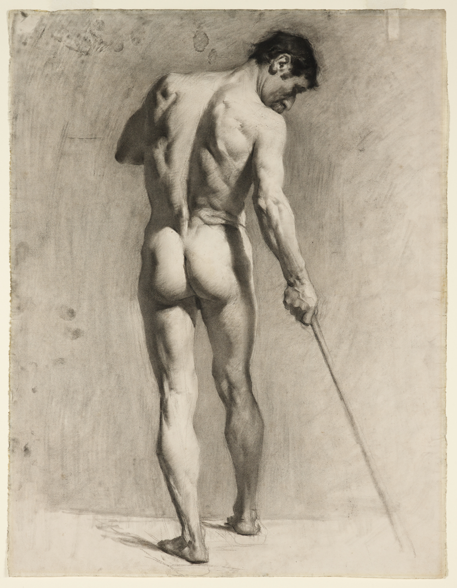 Life Drawing of a Male Nude with a cane